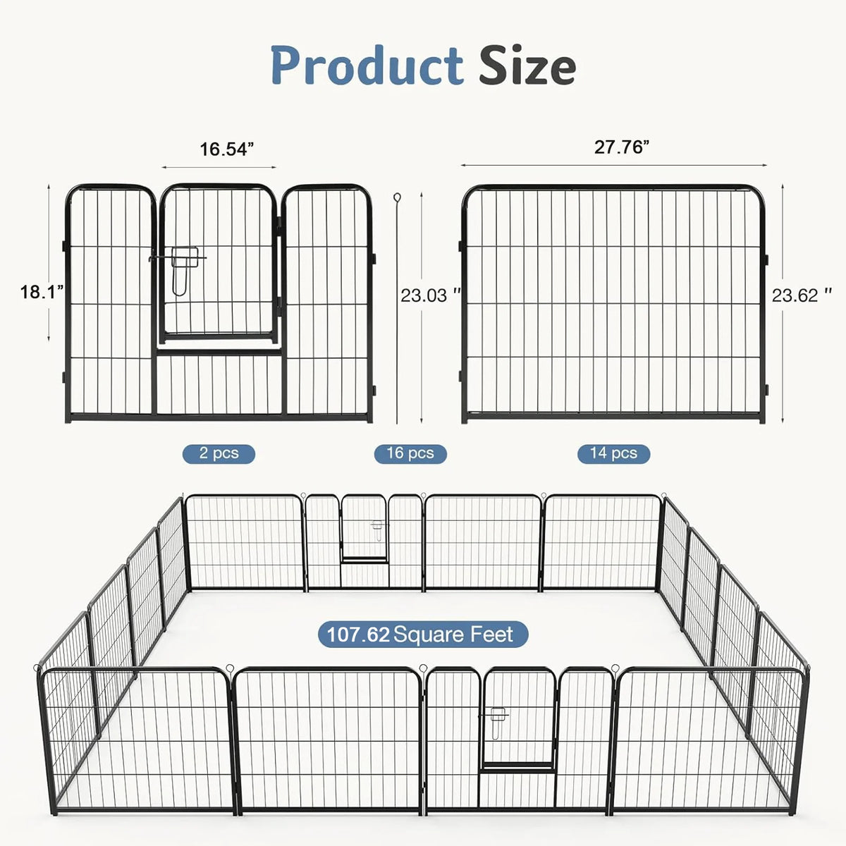 16-Panel Foldable Pet Playpen
