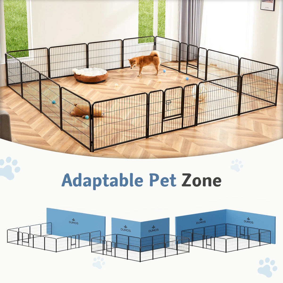 16-Panel Foldable Pet Playpen