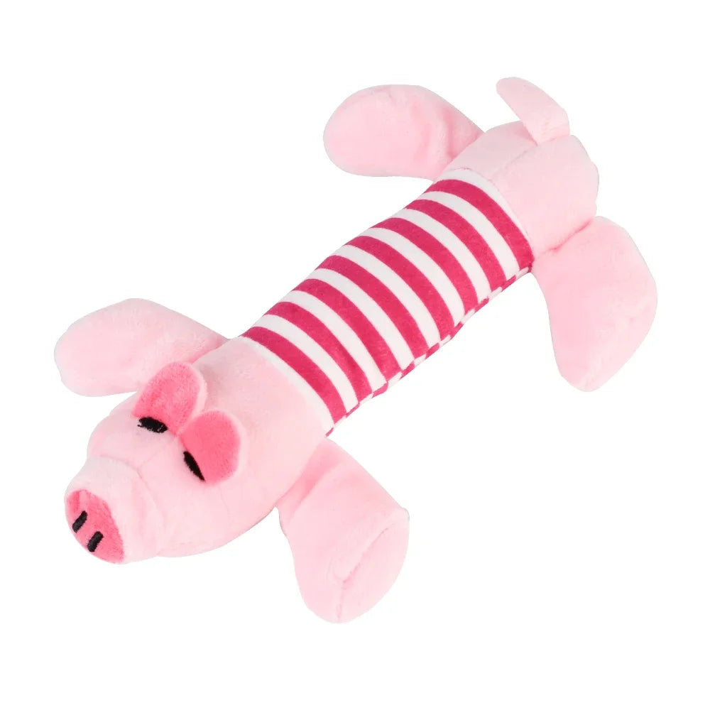 Durable Squeaky Pig & Elephant Dog Toy