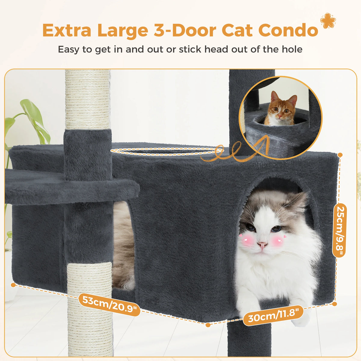 Large Cat Tree Tower with Hammock & Condos