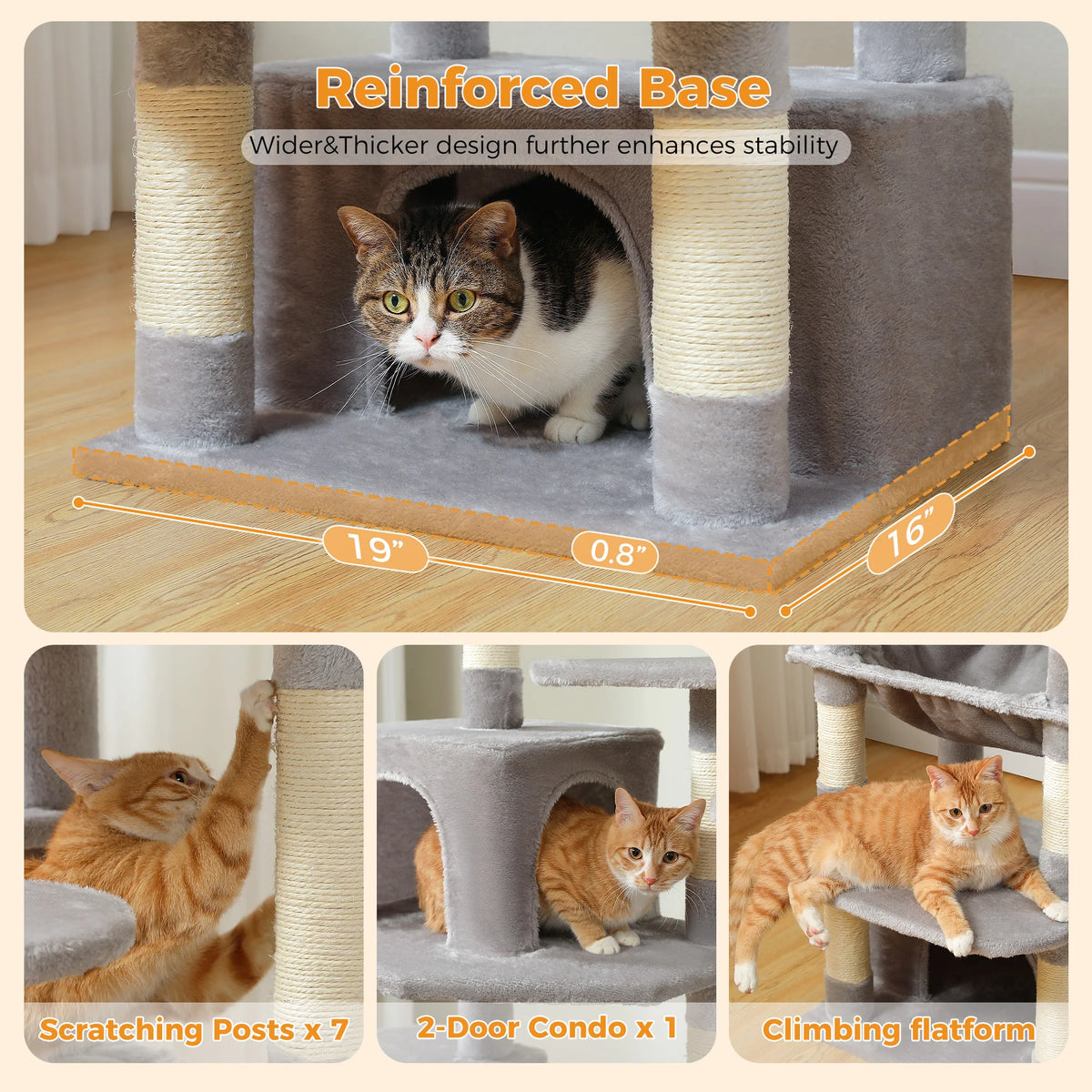 Large Cat Tree Tower with Hammock & Condos