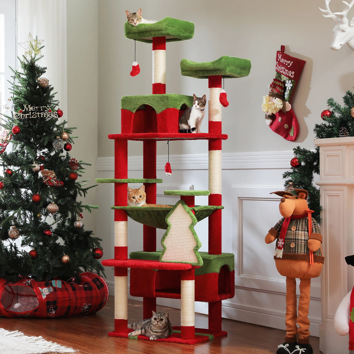 Large Cat Tree Tower with Hammock & Condos