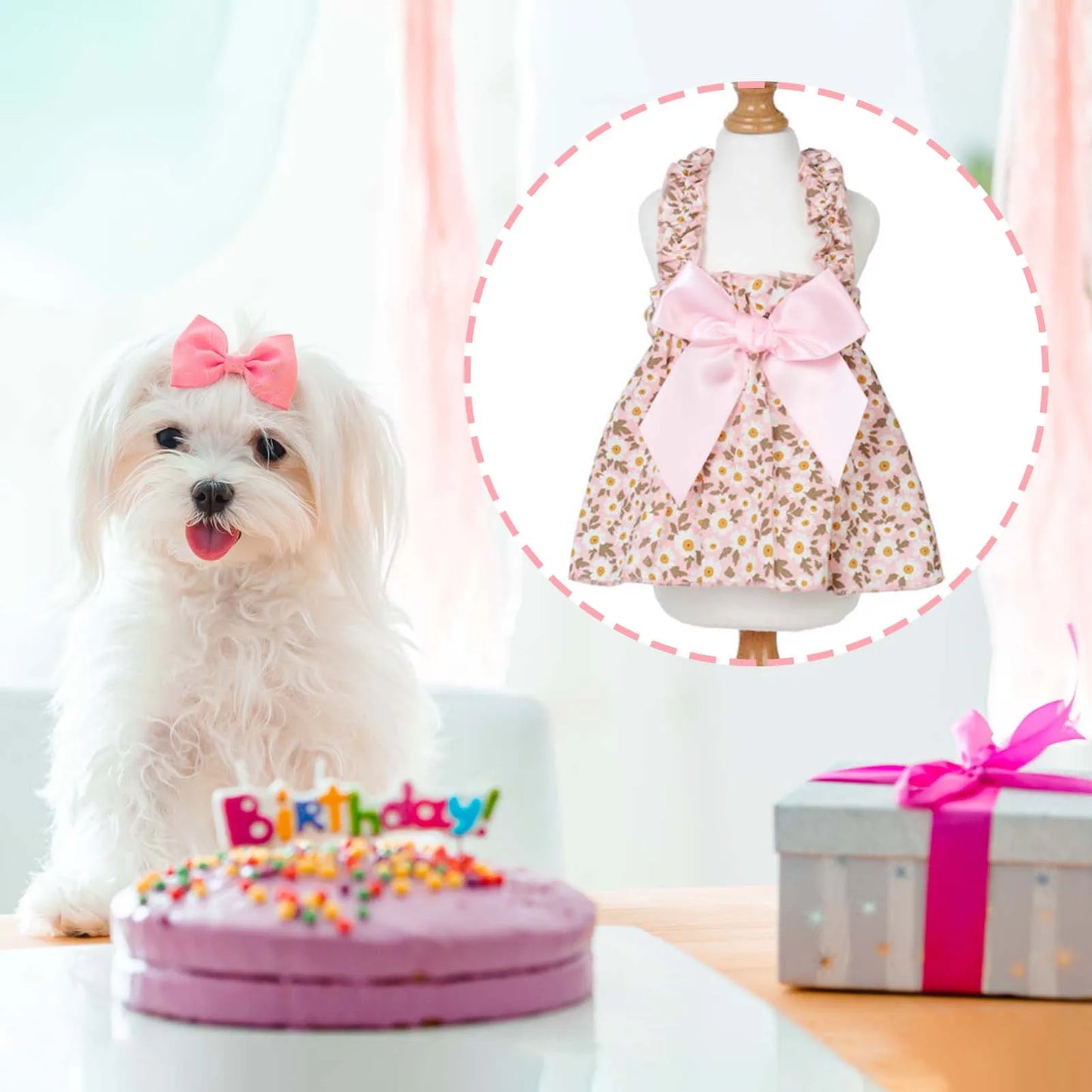 Pink Floral Pet Dress