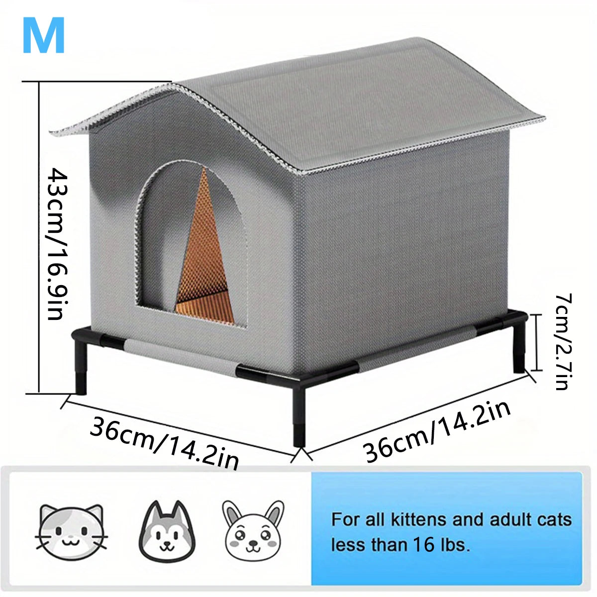 Waterproof Outdoor Cat House with Mat