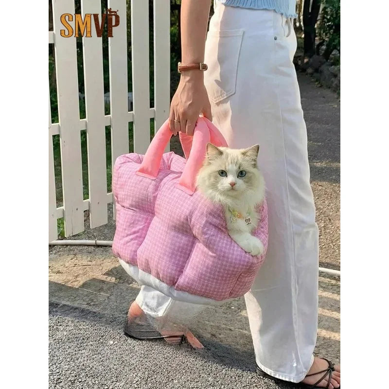 Cute Plaid Pet Carrier Backpack