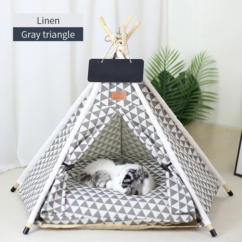 Portable Pet Teepee Bed with Cushion