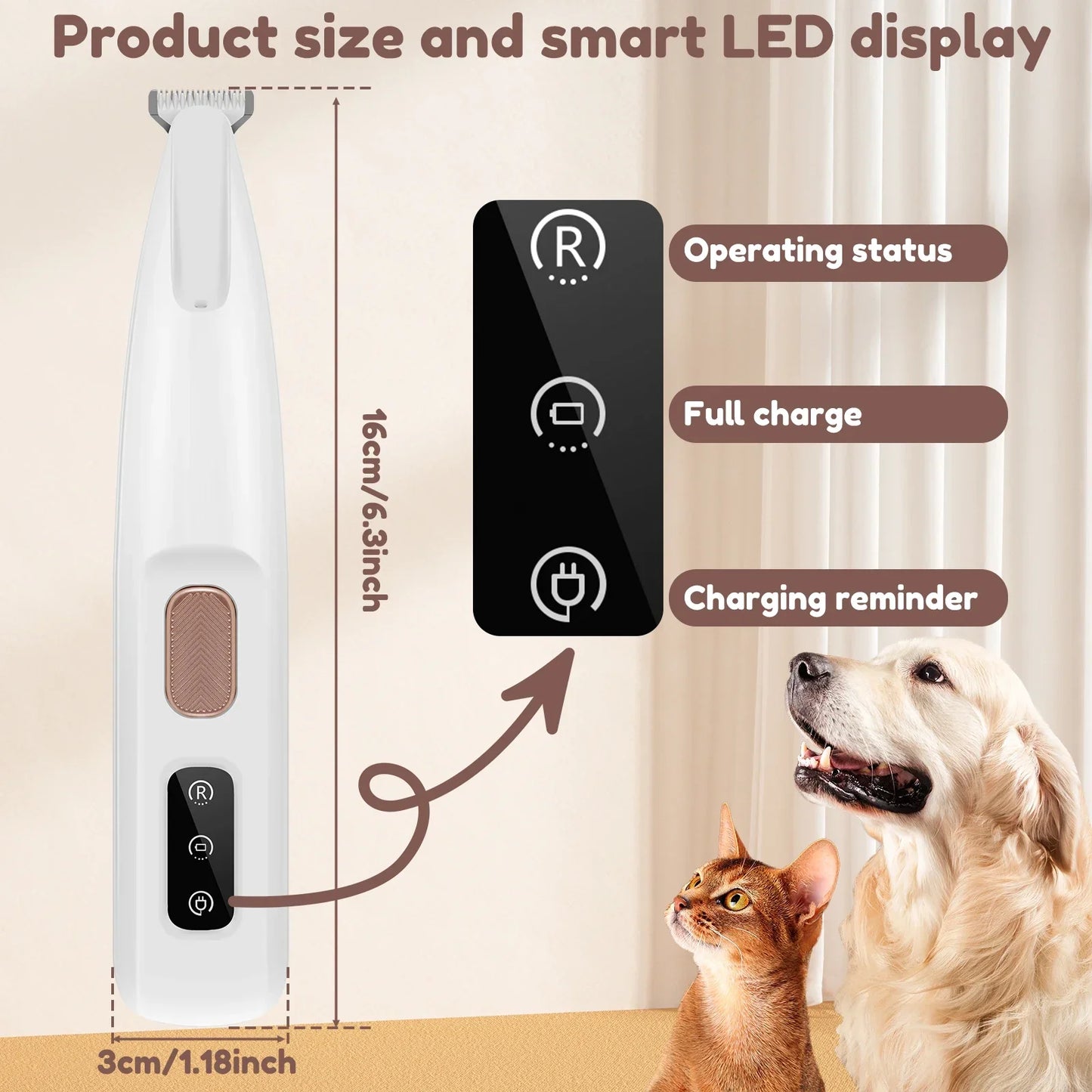 Waterproof Dog Paw Trimmer with LED Light