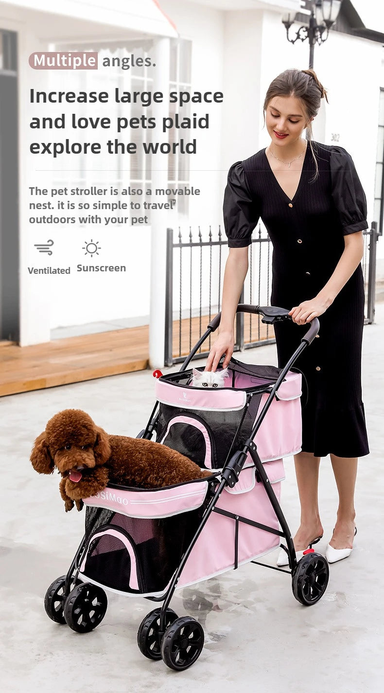 Double-Layer Foldable Pet Stroller