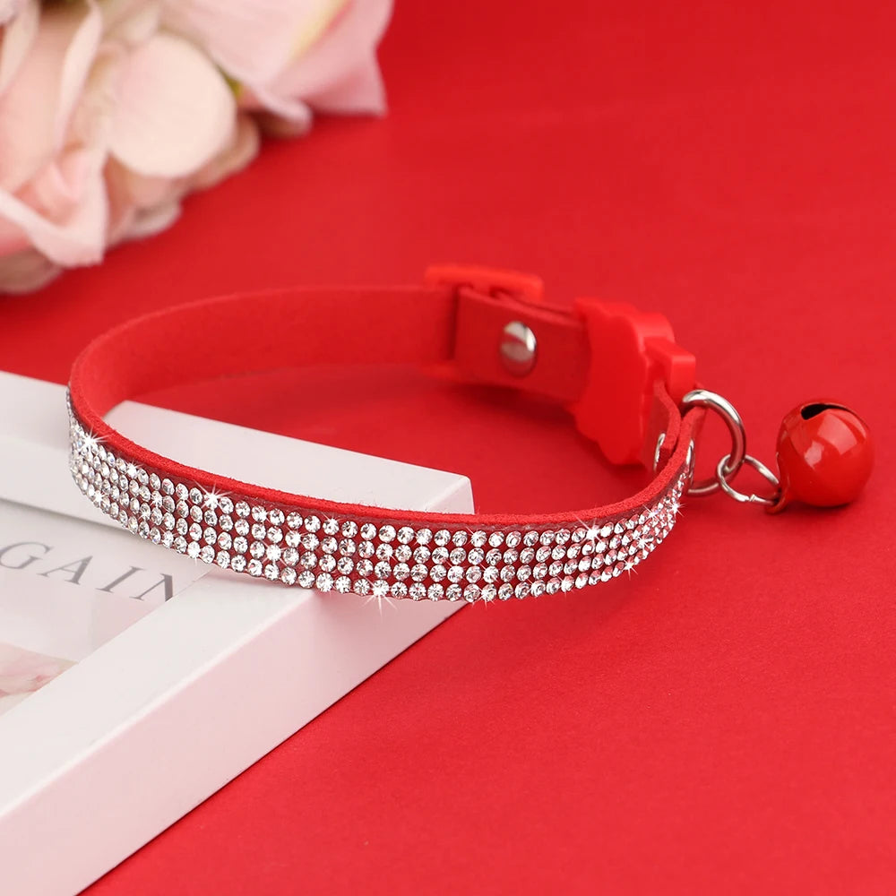 Soft Suede Cat Collar with Bell & Safety Buckle