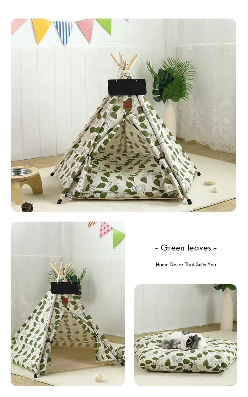 Portable Pet Teepee Bed with Cushion