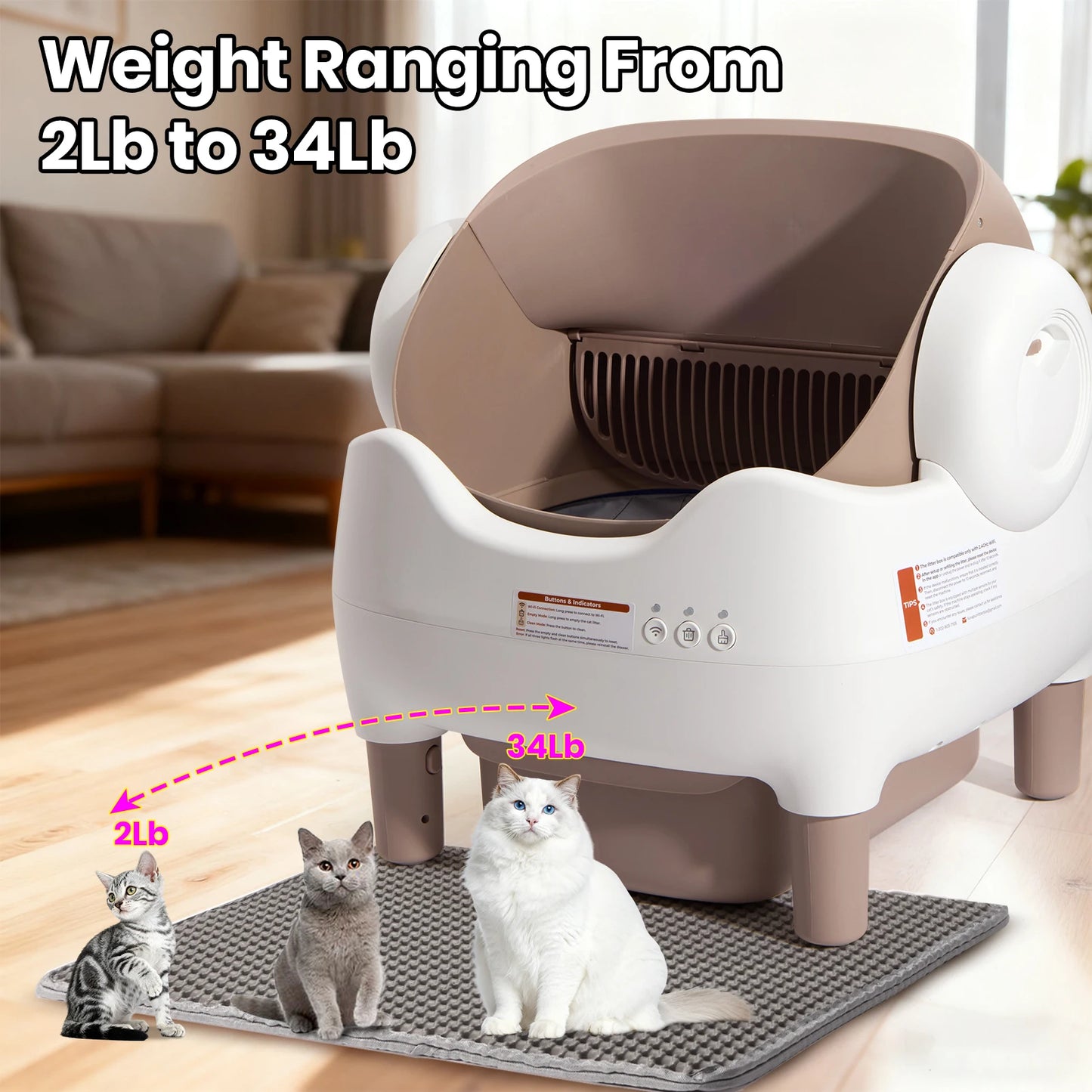 Automatic Self-Cleaning Cat Litter Box with App Control