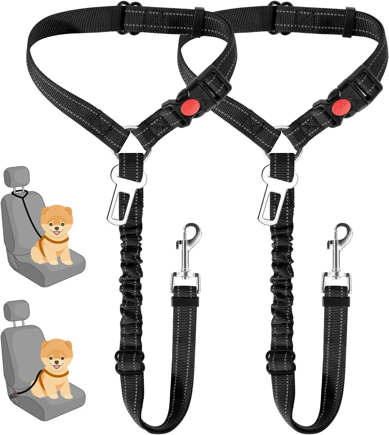 2-in-1 Adjustable Dog Car Seat Belt & Safety Leash