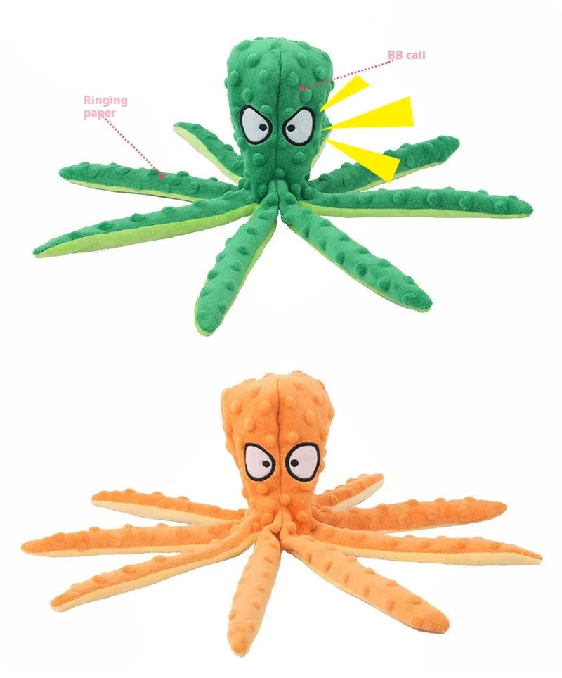 Stuffing-Free Squeaky Octopus Dog Toy
