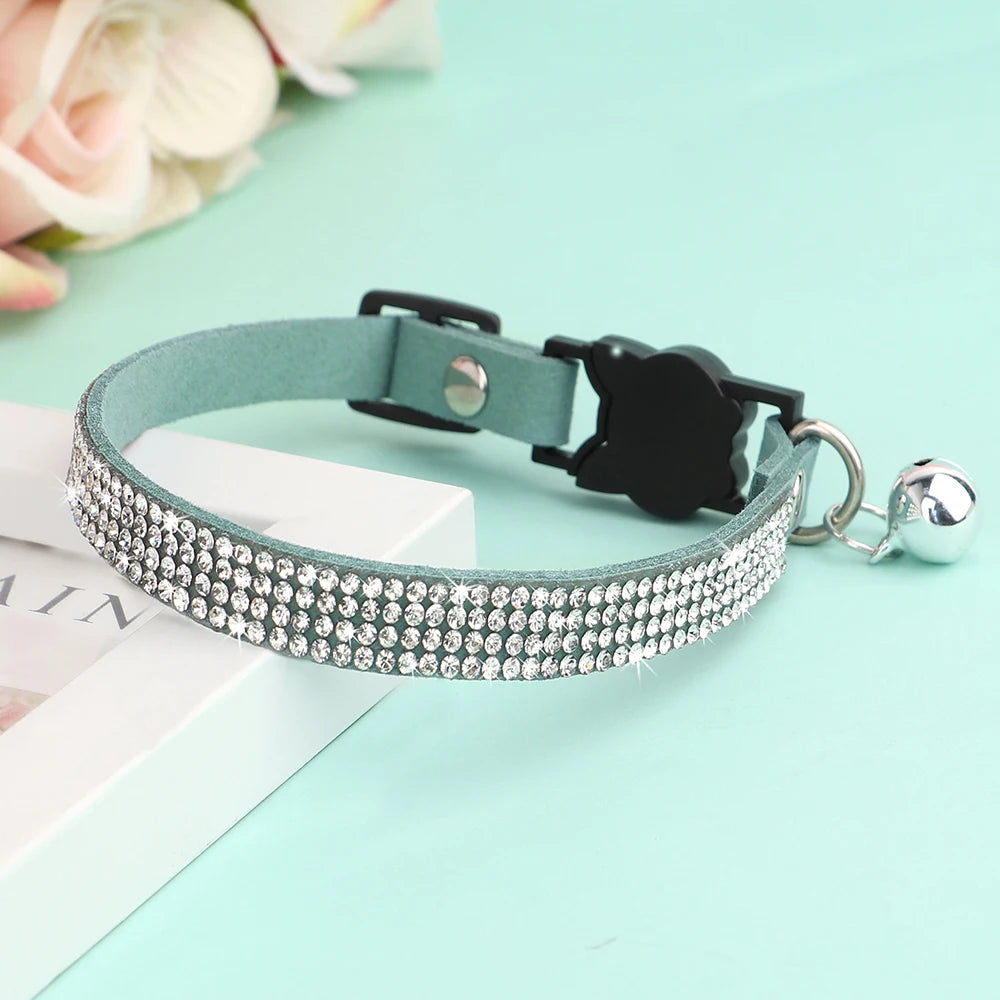 Soft Suede Cat Collar with Bell & Safety Buckle