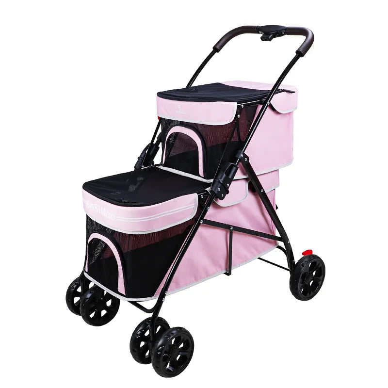 Double-Layer Foldable Pet Stroller