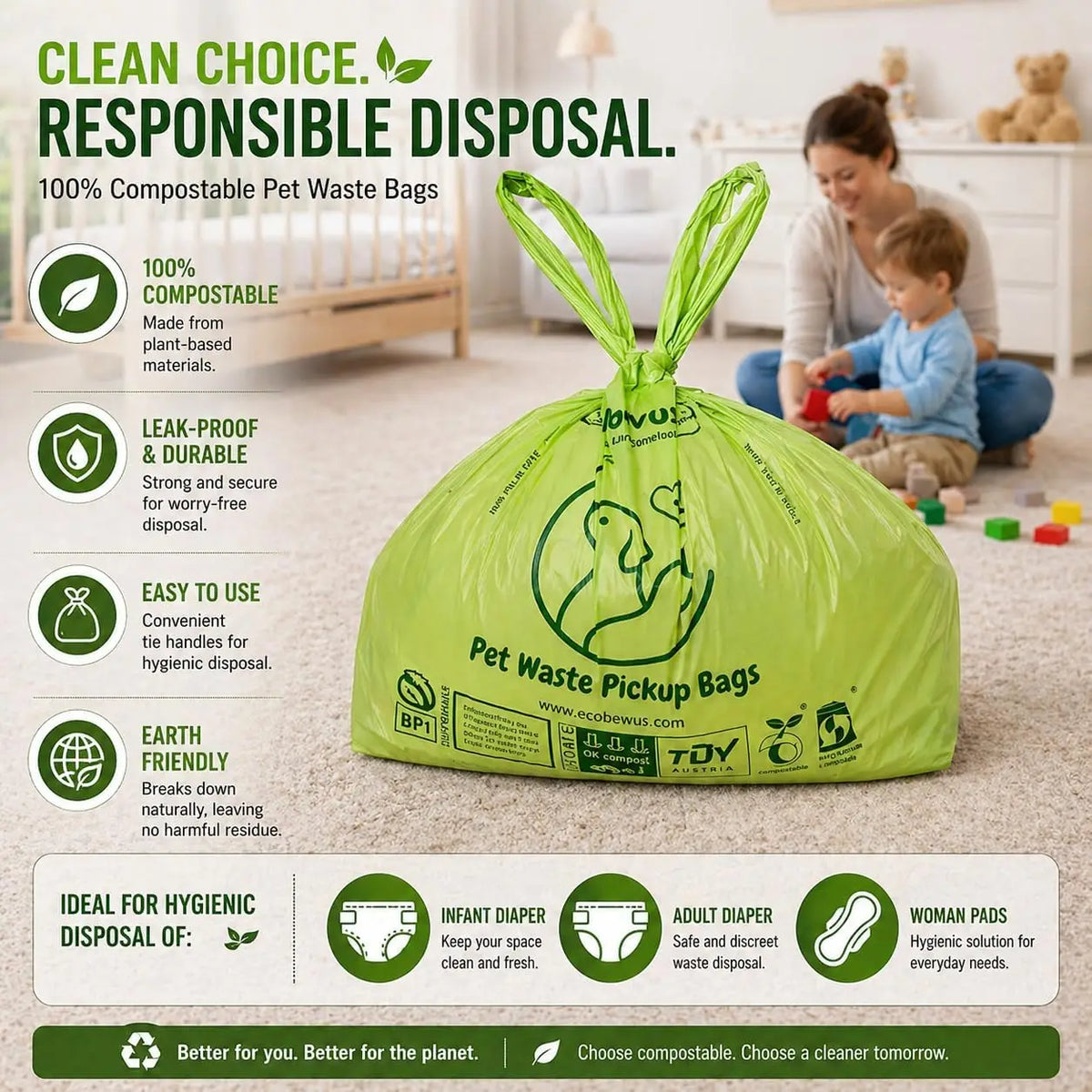XL Compostable Dog Poop Bags (120 Count)