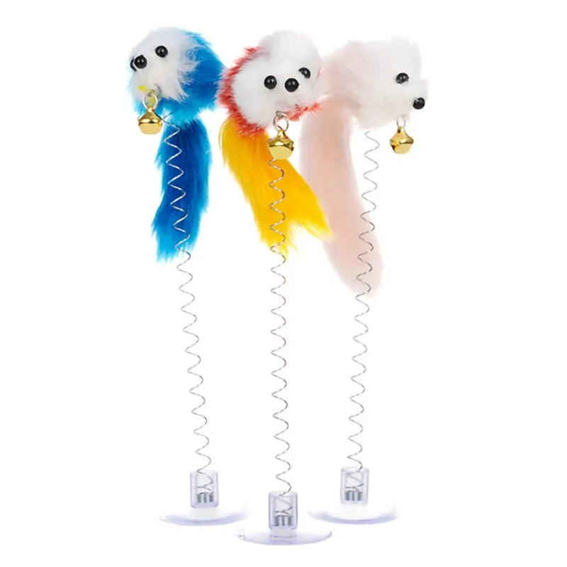 Interactive Feather Mouse Cat Teaser Wand