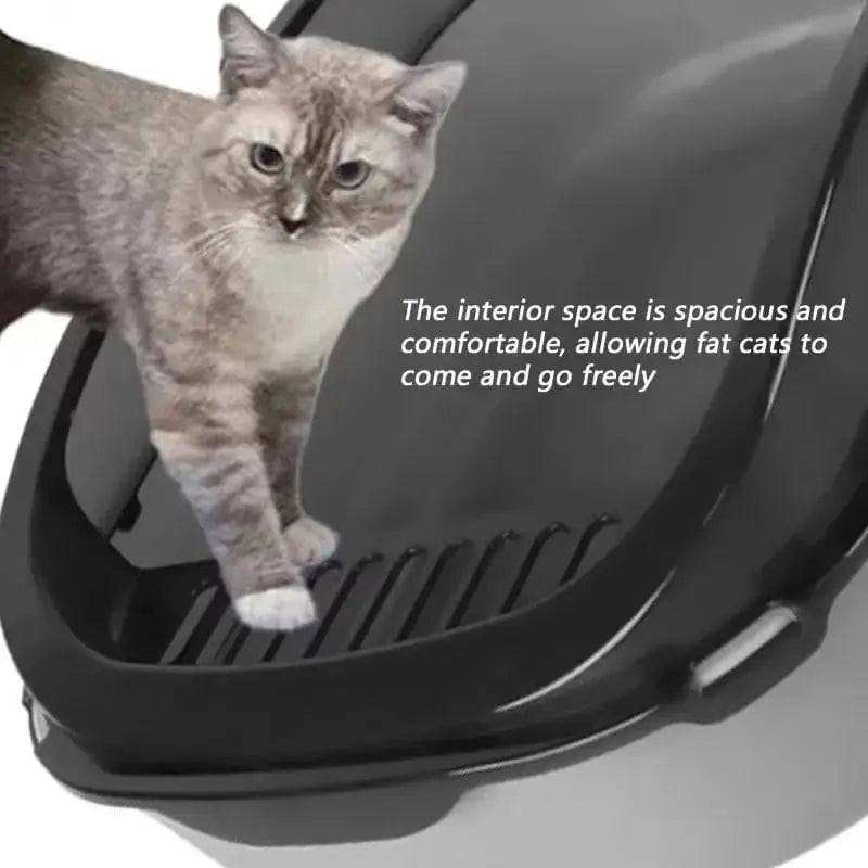 Semi-Enclosed Cat Litter Box with High Sides