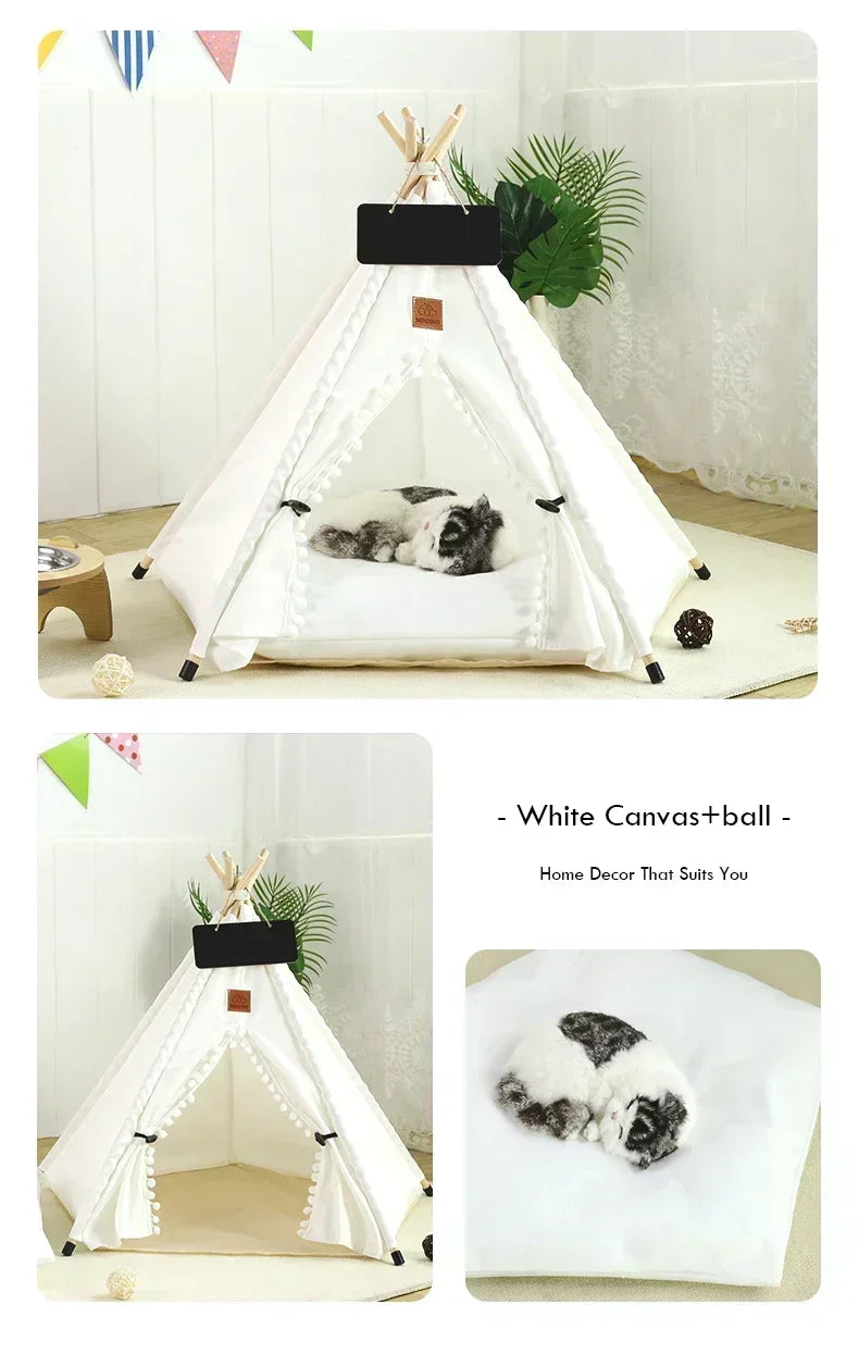 Portable Pet Teepee Bed with Cushion