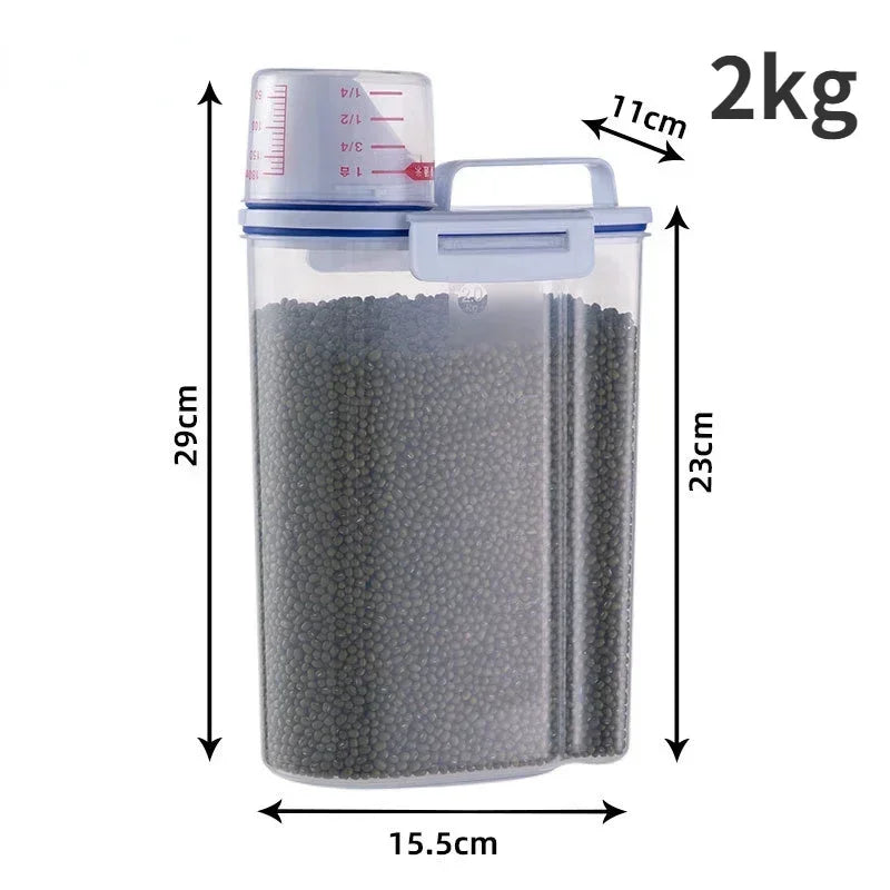 1.5kg/2kg Airtight Pet Food Storage Container with Measuring Cup