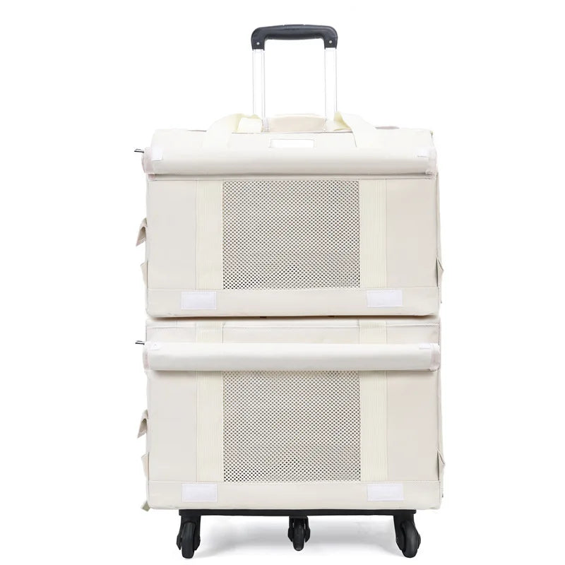 Double Compartment Rolling Pet Carrier