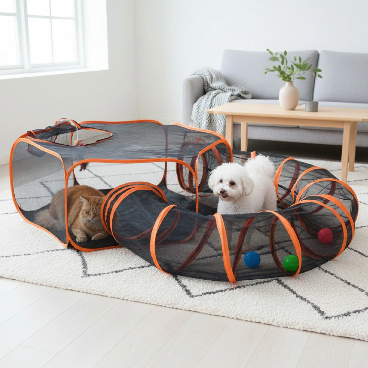 Foldable Pet Play Tent with Tunnel