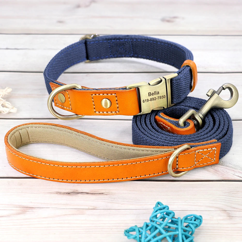 Personalized Nylon Dog Collar & Leash Set