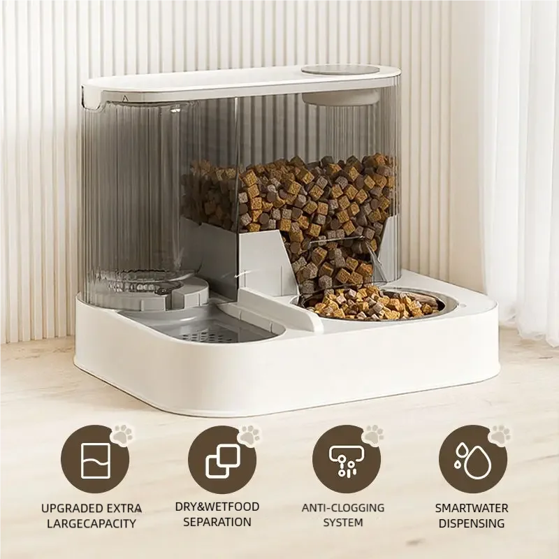 2-in-1 Stainless Steel Automatic Pet Feeder & Water Bowl