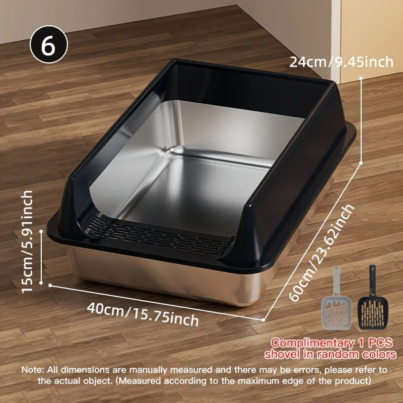 Stainless Steel Cat Litter Box with Removable Lid