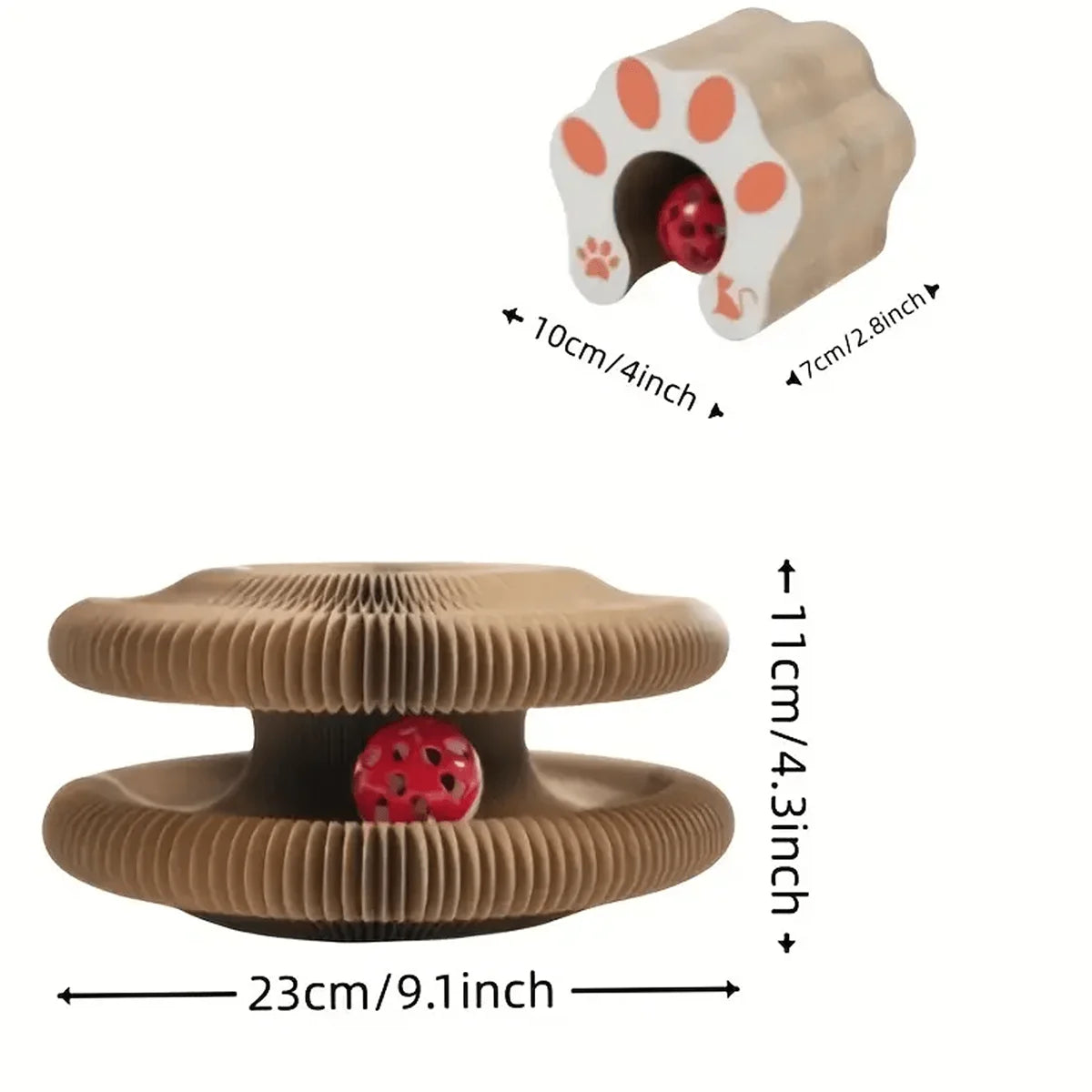 Foldable Cat Scratcher Toy with Bell & Catnip