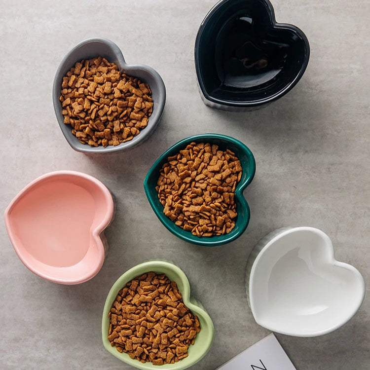 Slanted Elevated Ceramic Pet Bowl with Stand