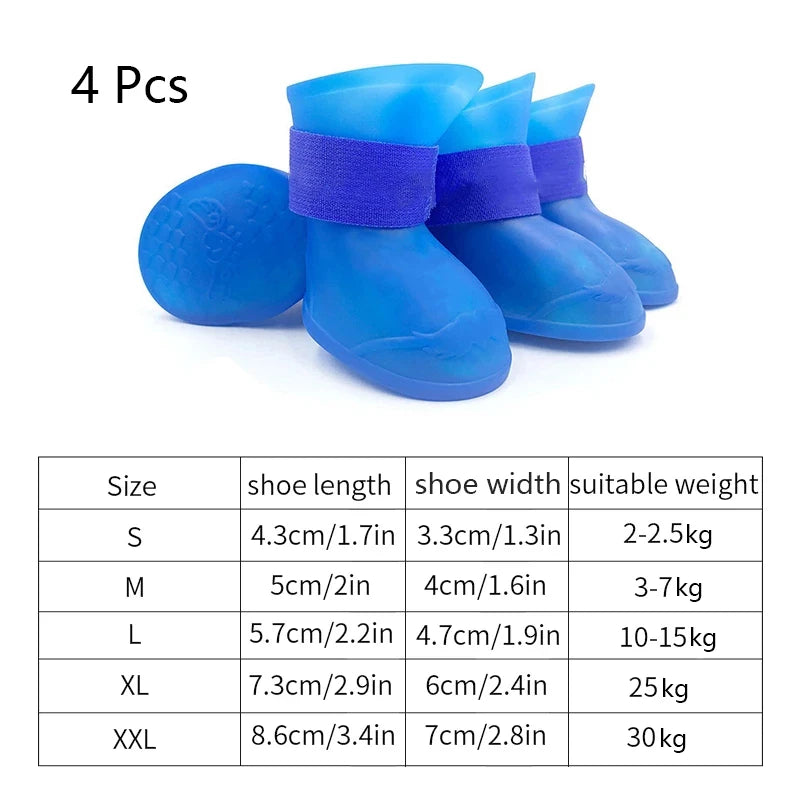 4-Piece Waterproof Anti-Slip Dog Boots