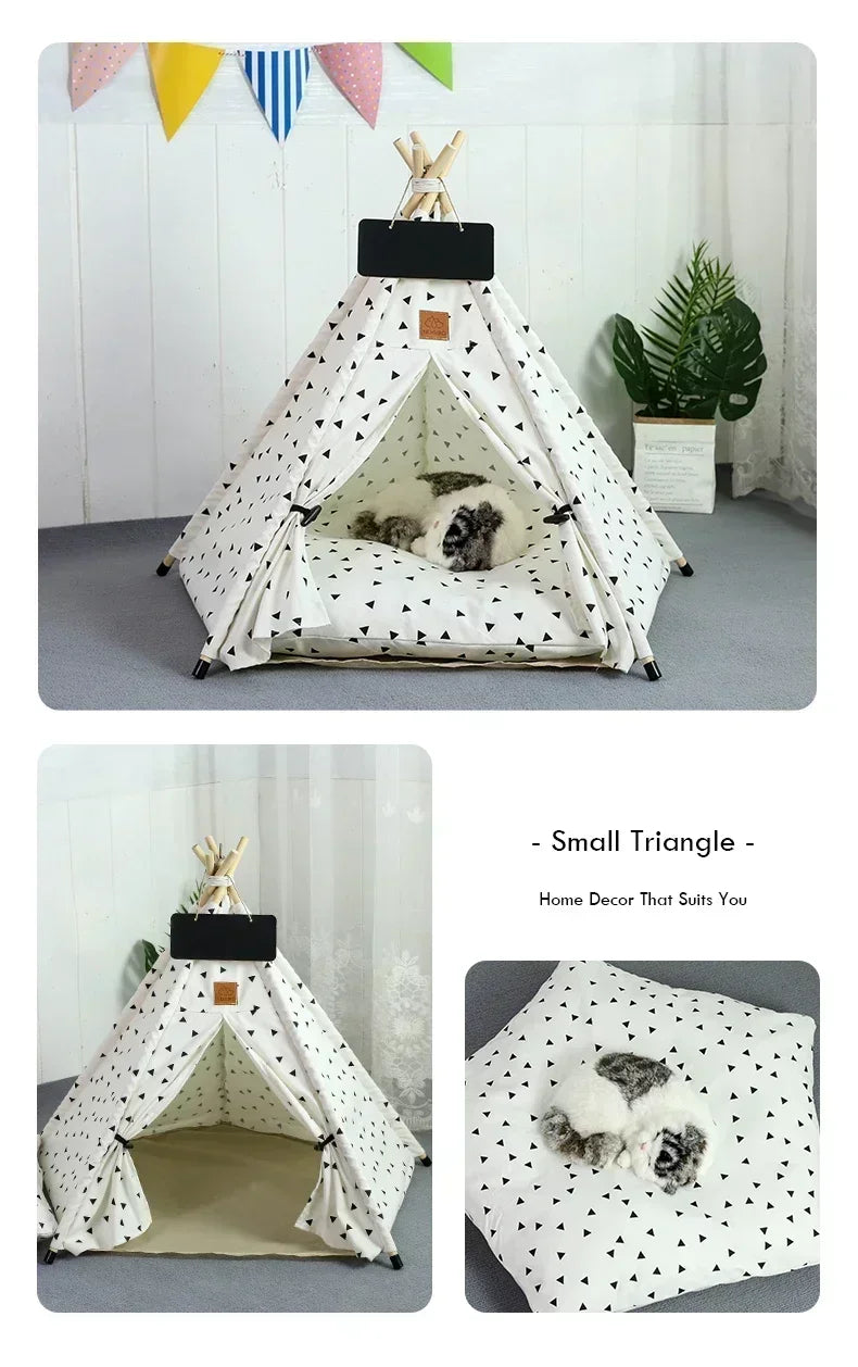 Portable Pet Teepee Bed with Cushion