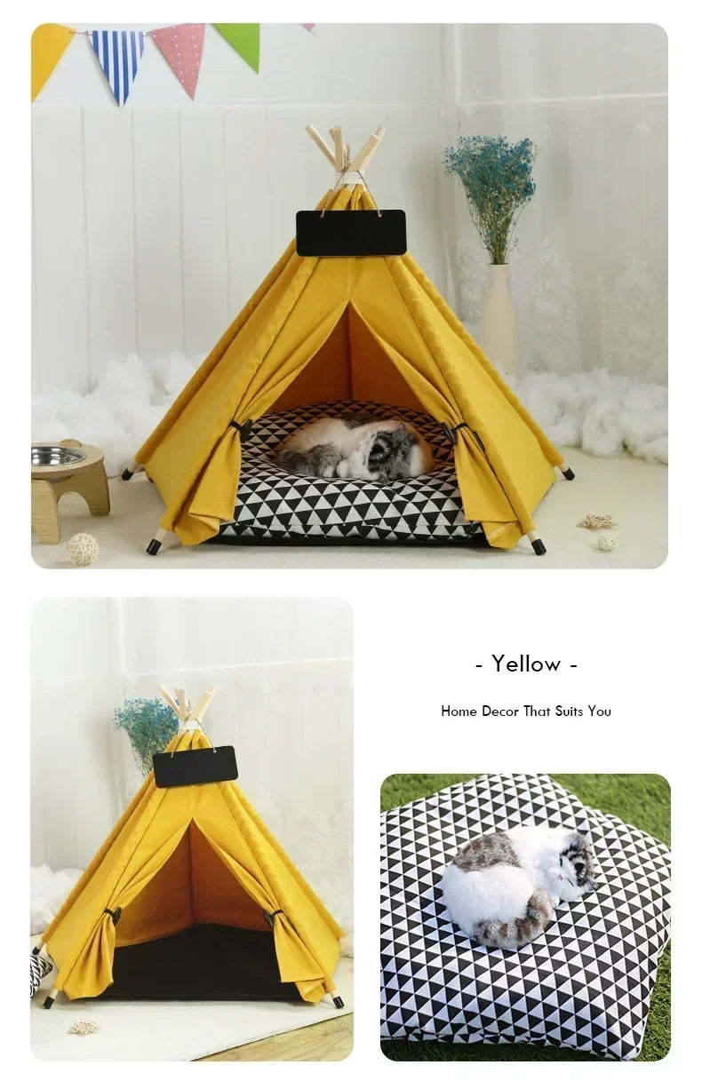 Portable Pet Teepee Bed with Cushion