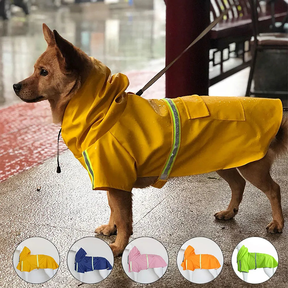 Waterproof Reflective Hooded Dog Raincoat