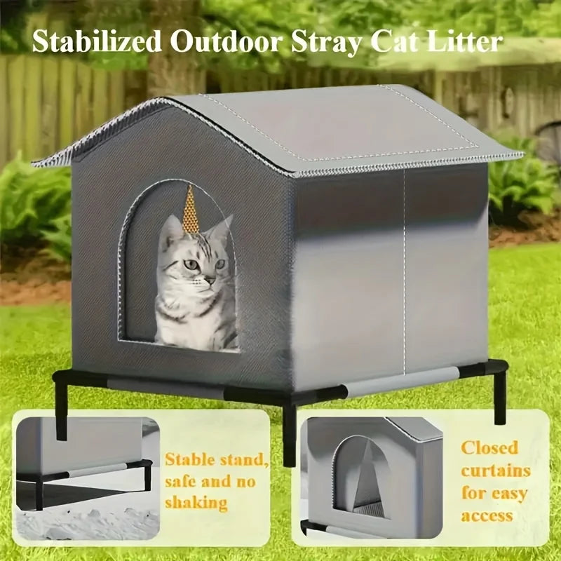 Waterproof Outdoor Cat House with Mat