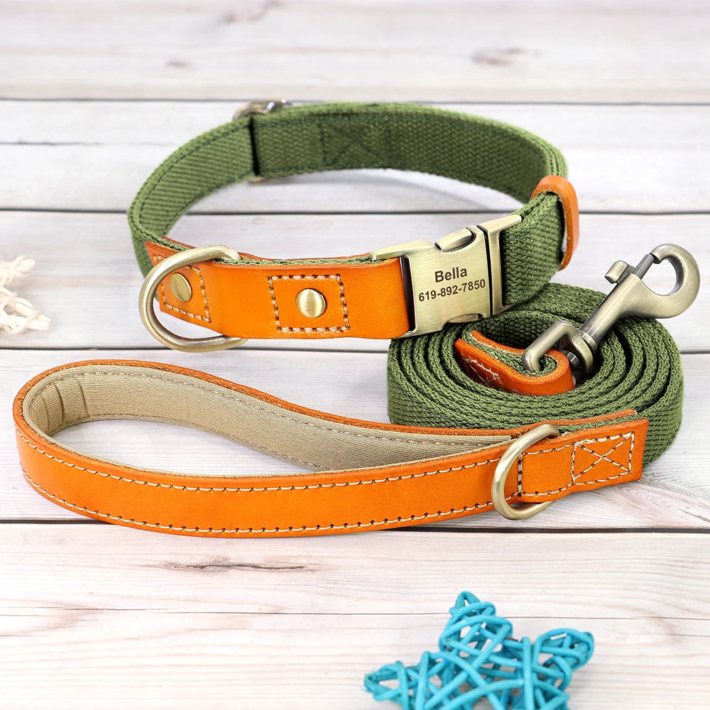 Personalized Nylon Dog Collar & Leash Set