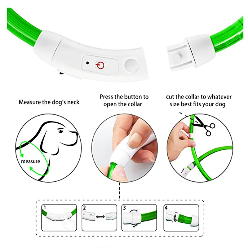 USB Rechargeable LED Glowing Pet Collar