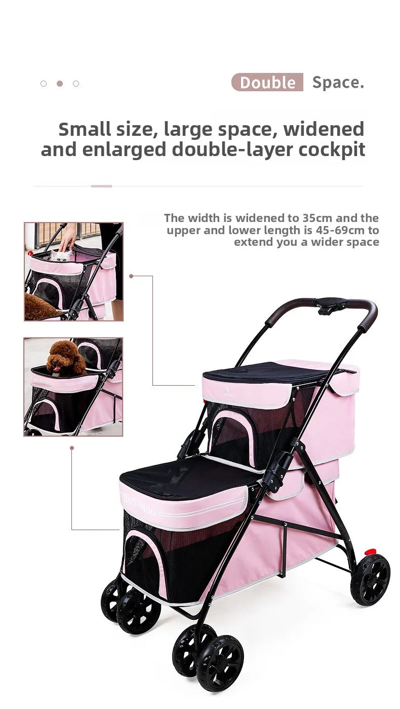 Double-Layer Foldable Pet Stroller
