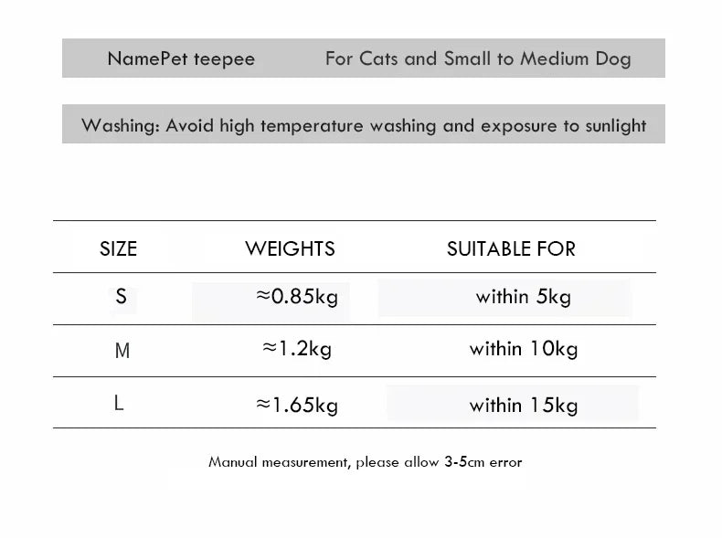 Portable Pet Teepee Bed with Cushion