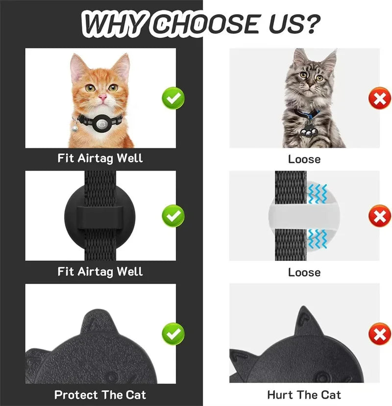 Reflective AirTag Cat Collar with Bell & Safety Buckle