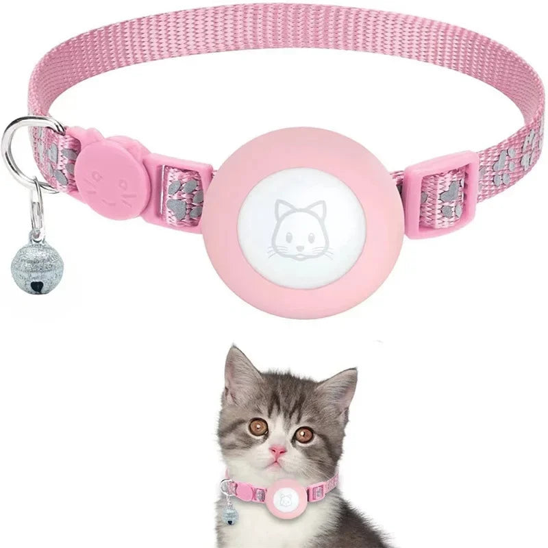 Reflective AirTag Cat Collar with Bell & Safety Buckle