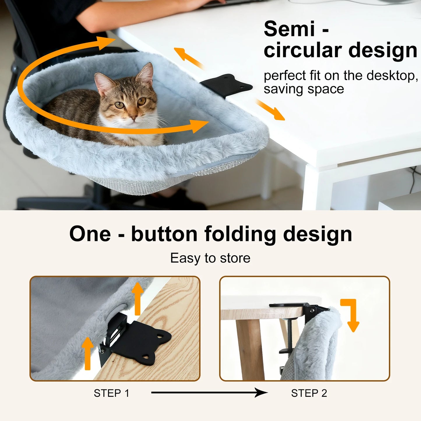 Foldable Cat Desk Hammock Bed