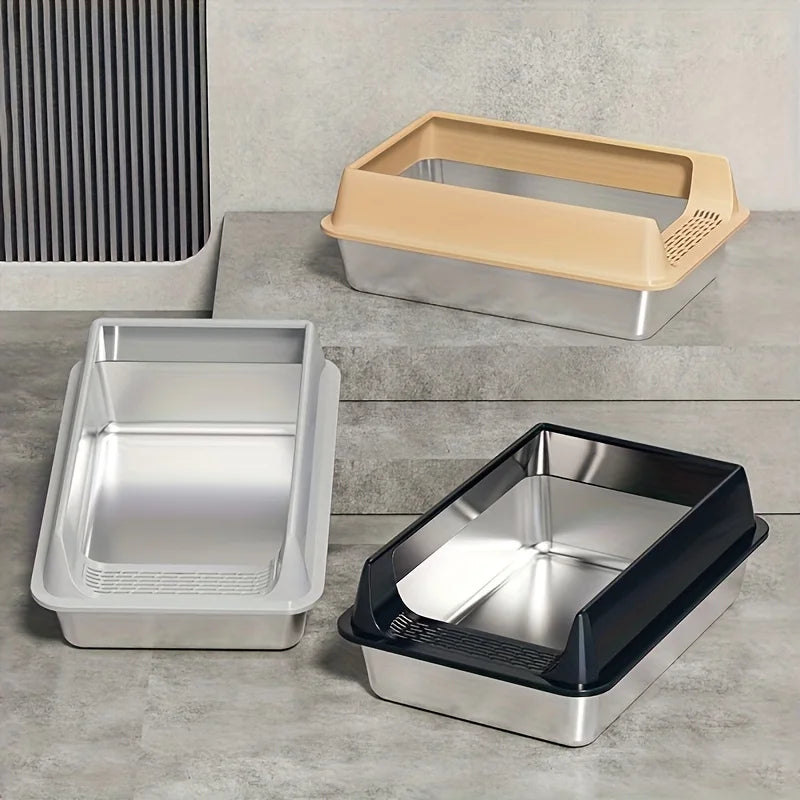 Stainless Steel Cat Litter Box with Removable Lid