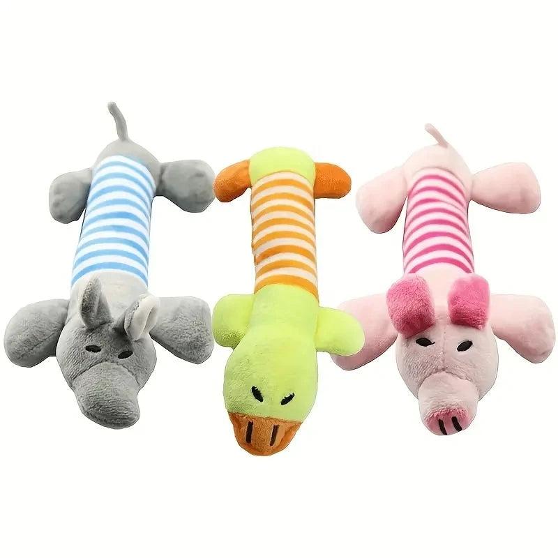 Durable Squeaky Pig & Elephant Dog Toy