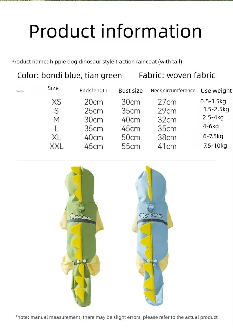 Dinosaur Dog Raincoat
