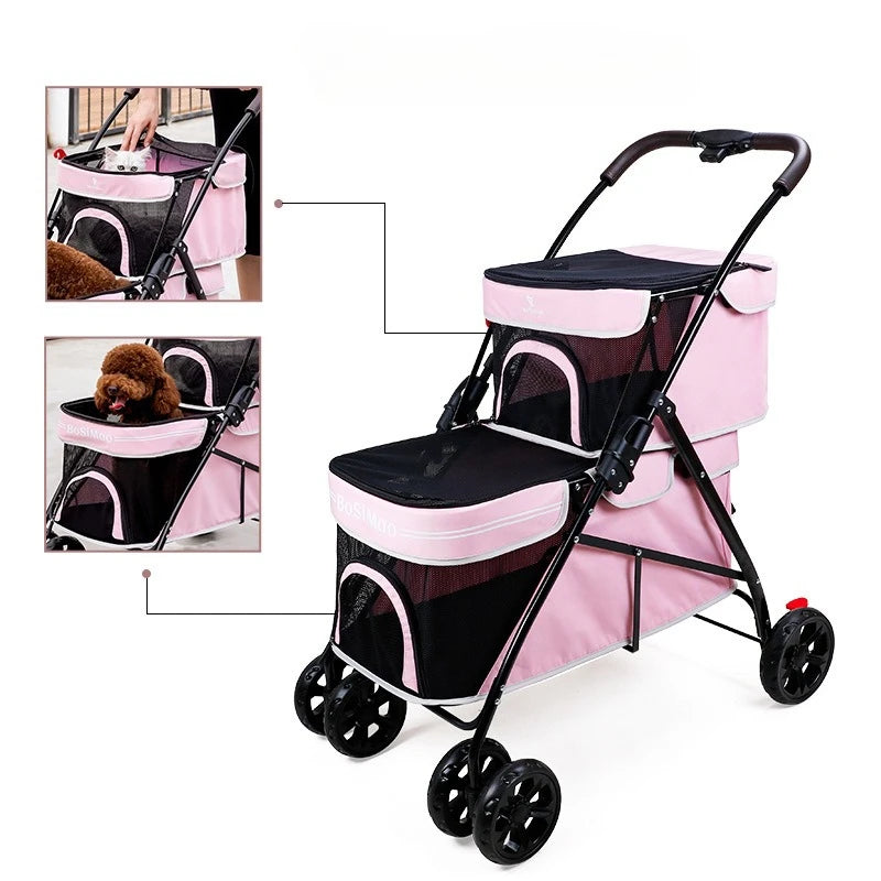 Double-Layer Foldable Pet Stroller