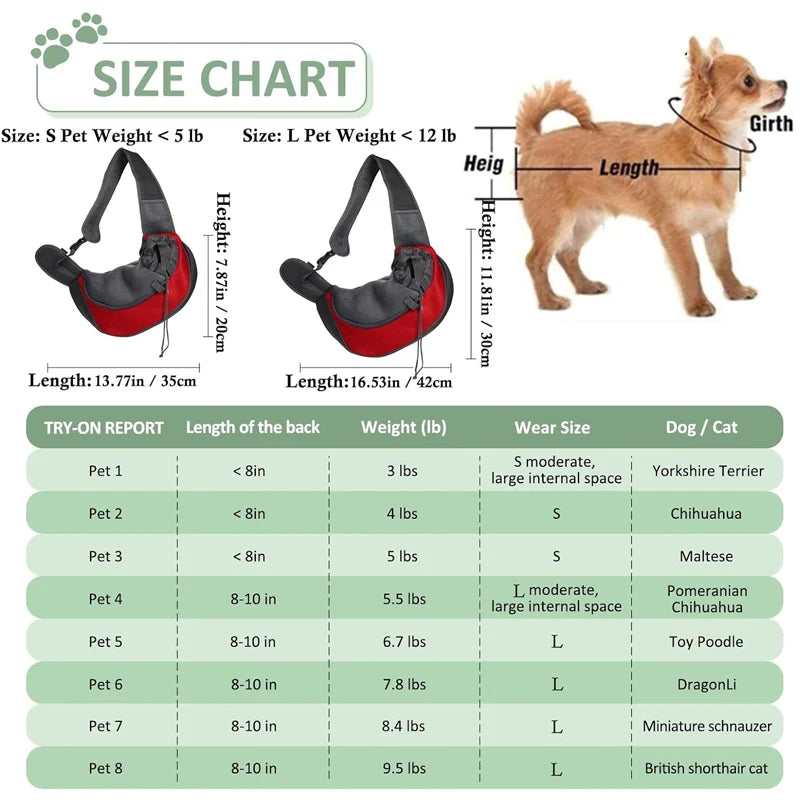Mesh Pet Sling Carrier Bag