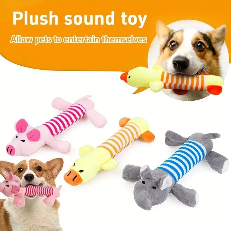 Durable Squeaky Pig & Elephant Dog Toy
