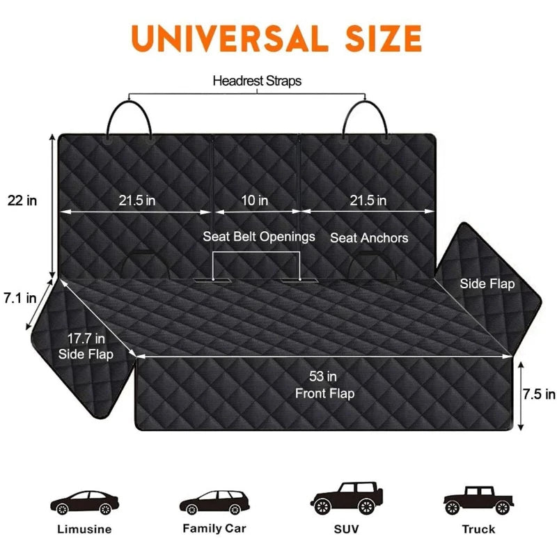 Waterproof Pet Car Seat Cover with Seat Belts